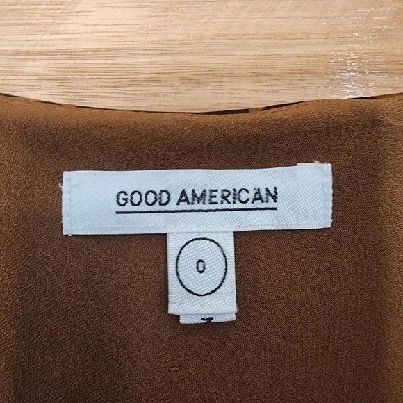 Good American Brown Black Chai Leopard Satin Midi Slip Dress woven Intimate - Picture 15 of 16